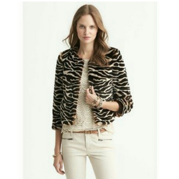 NWT•Banana Republic•Faux Fur Tiger Coat•sz S - Picture 2 of 12